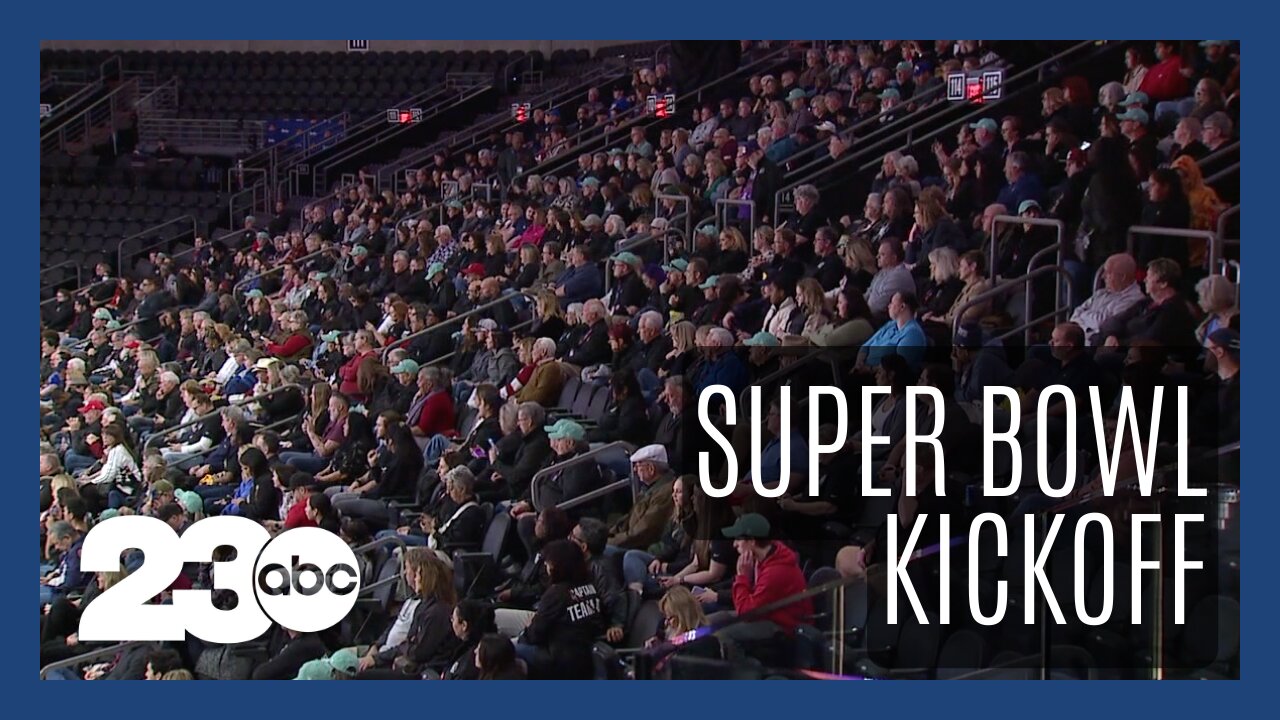 Volunteers kickoff the Super Bowl