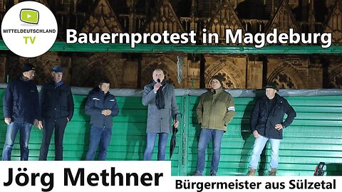 Jörg Methner, Bürgermeister von Sülzetal (Börde), beim Bauernprotest in Magdeburg