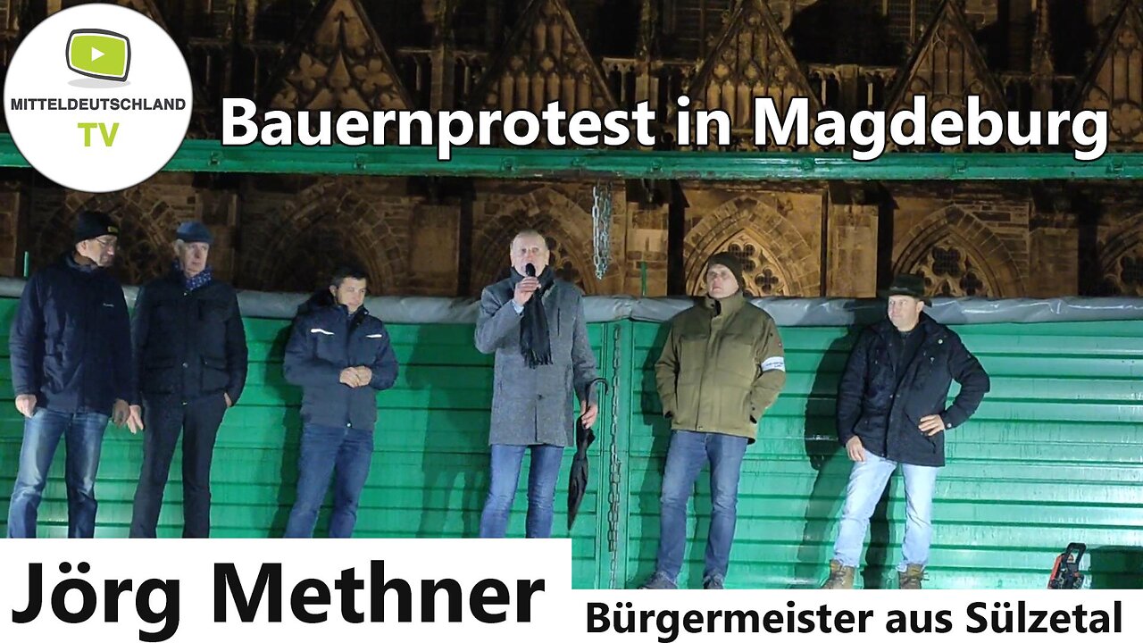 Jörg Methner, Bürgermeister von Sülzetal (Börde), beim Bauernprotest in Magdeburg