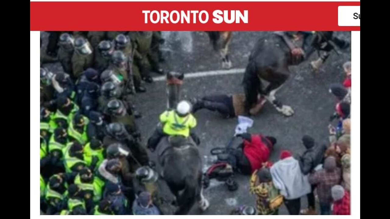 Protestors TRAMPLED by mounted police CANADA