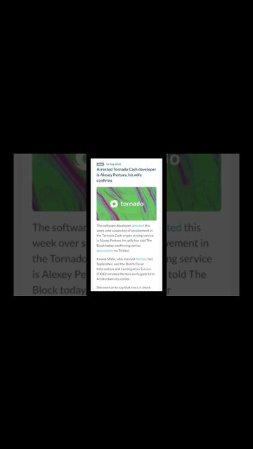 Arrested Tornado Cash Developer is Alexey Pertsev, His Wife Confirms @BitBoyCrypto @AltcoinDaily