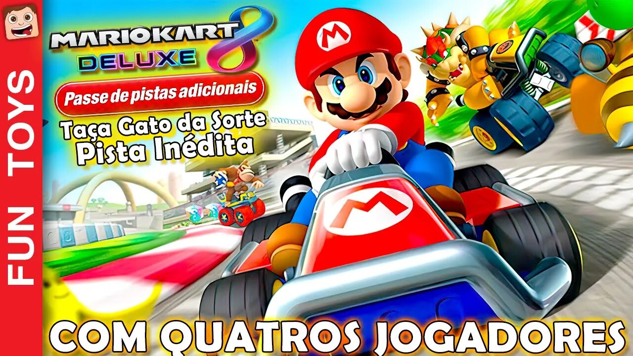 FASE INÉDITA na DLC do MARIO KART 8 Deluxe 🏁 Com 4 jogadores! Taça Gato da Sorte! Mansão Ninja!