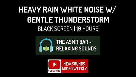 Heavy Rain White Noise with a Gentle Thunderstorm | Relaxing, Black Screen, Drift to Sleep
