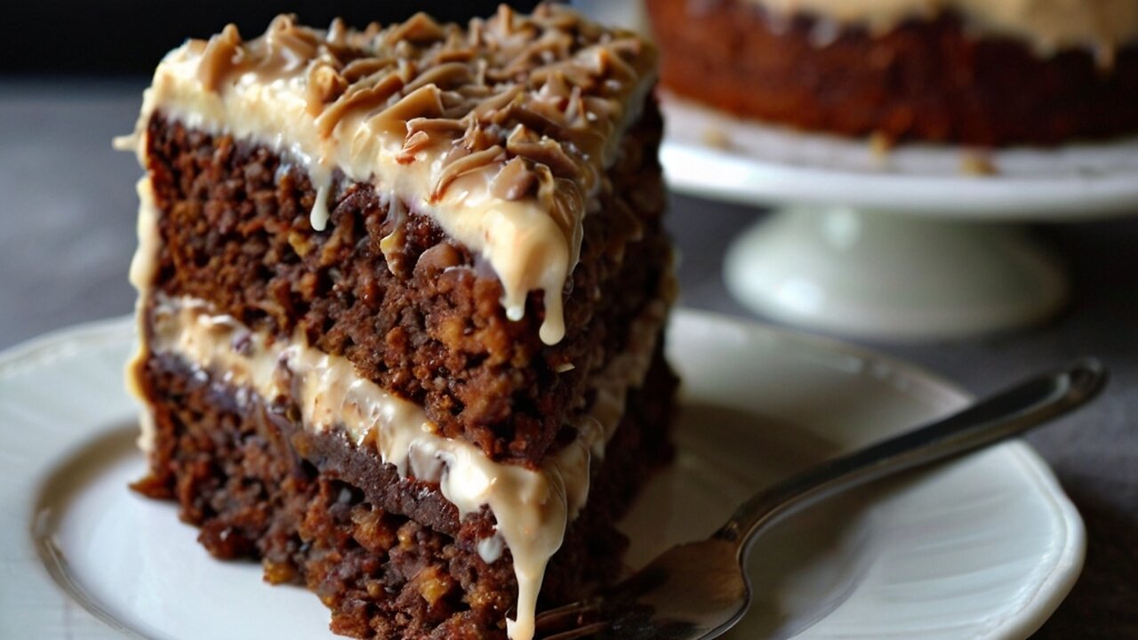 A Delicious German Chocolate Cake with Icing