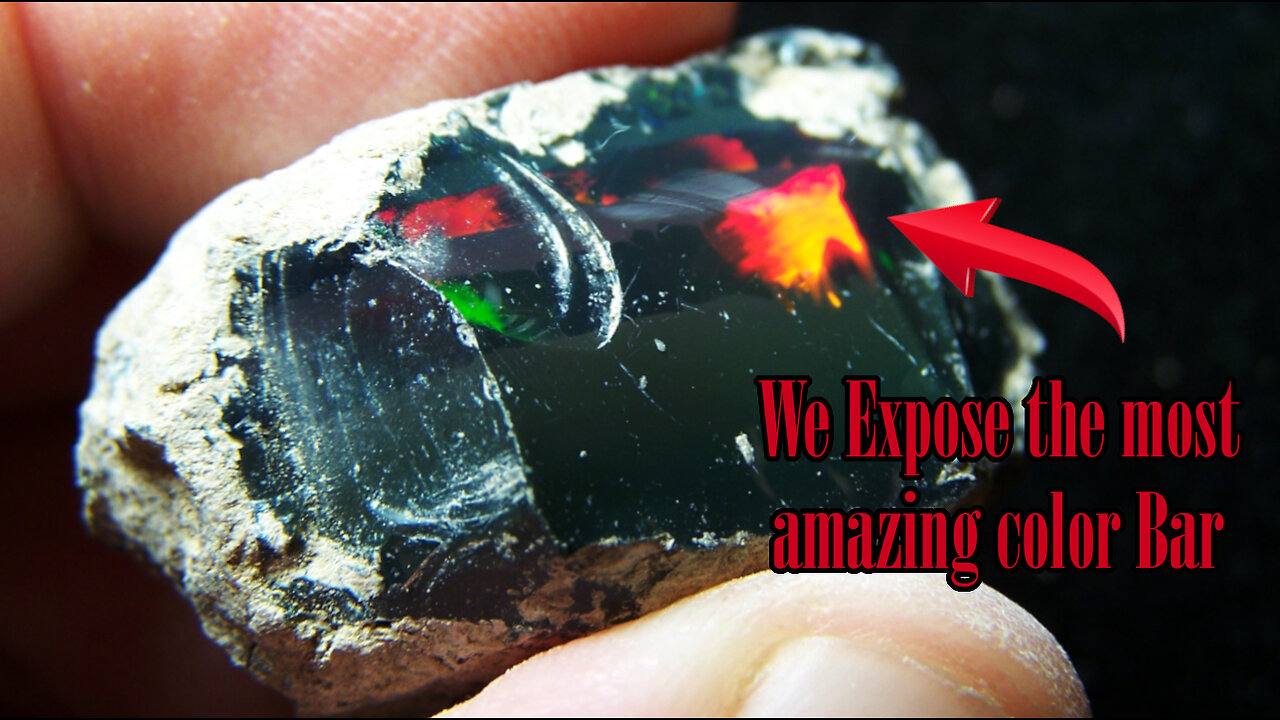 Cutting Most Amazing Color Bar Huge Black Stayish Opal Rough