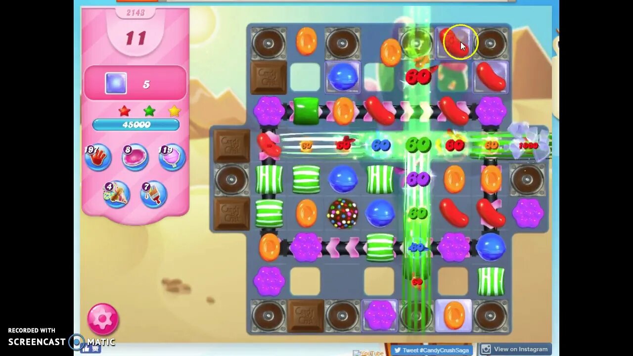 Candy Crush Level 2143 Audio Talkthrough, 3 Stars 0 Boosters