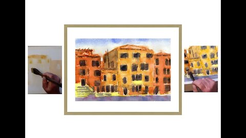 Lesson 2 Venice Relax with your Hake brush, how to paint tutorial,watercolours in a loose style.