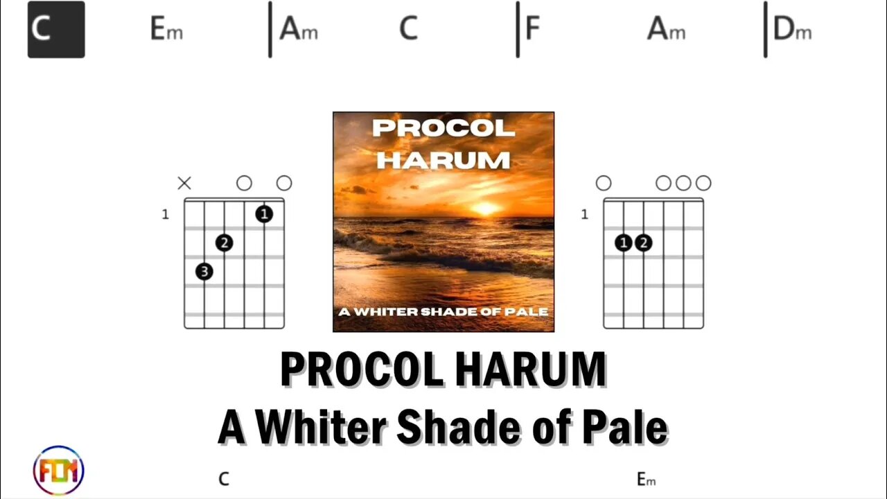 PROCOL HARUM A Whiter Shade of Pale - Guitar Chords & Lyrics HD