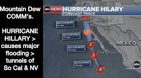 Mountain Dew COMM’s. HURRICANE HILLARY flood tunnels of SoCal & NV