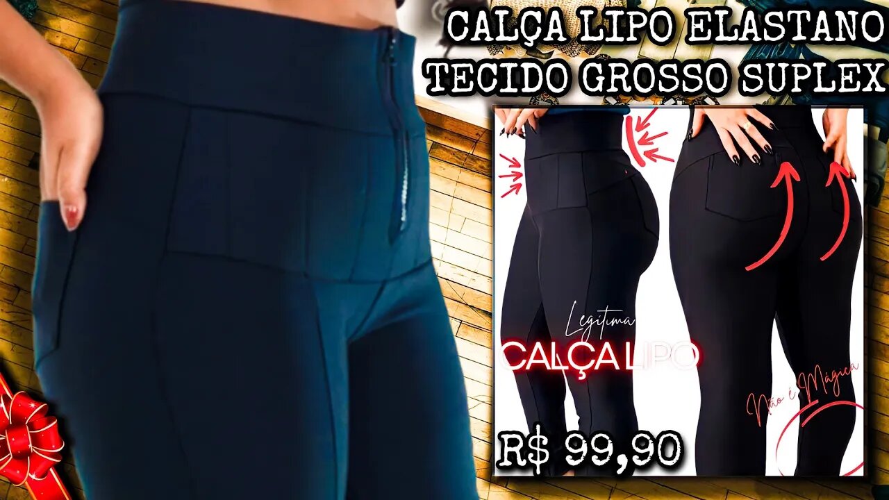 Calça Lipo Aperta Barriga" Cintura Alta com zíper Tratorado, Tecido Grosso De Elastano Suplex!