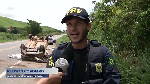 Alpercata: Carro de passeio capota na BR-116 e motorista, de 64 anos, morre na hora