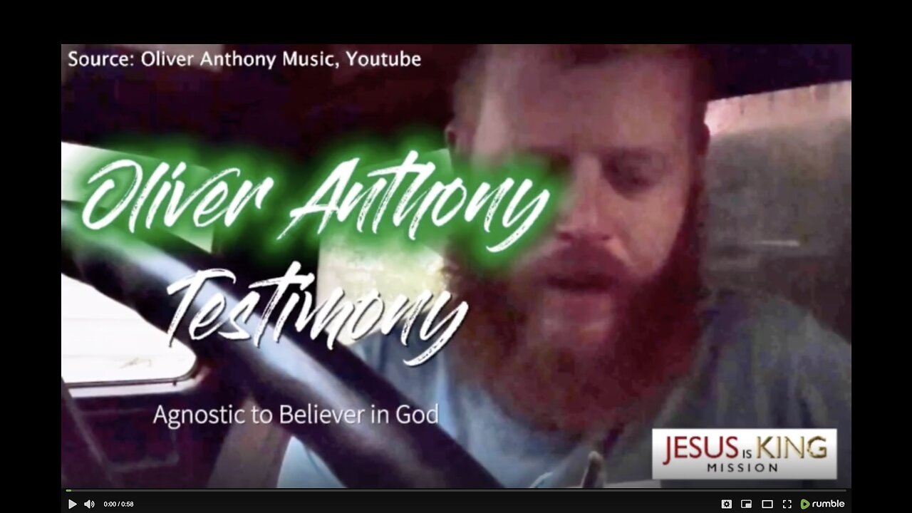 Oliver Anthony Tesimony from Agnostic to Believer in Divine Creator who Loves Us