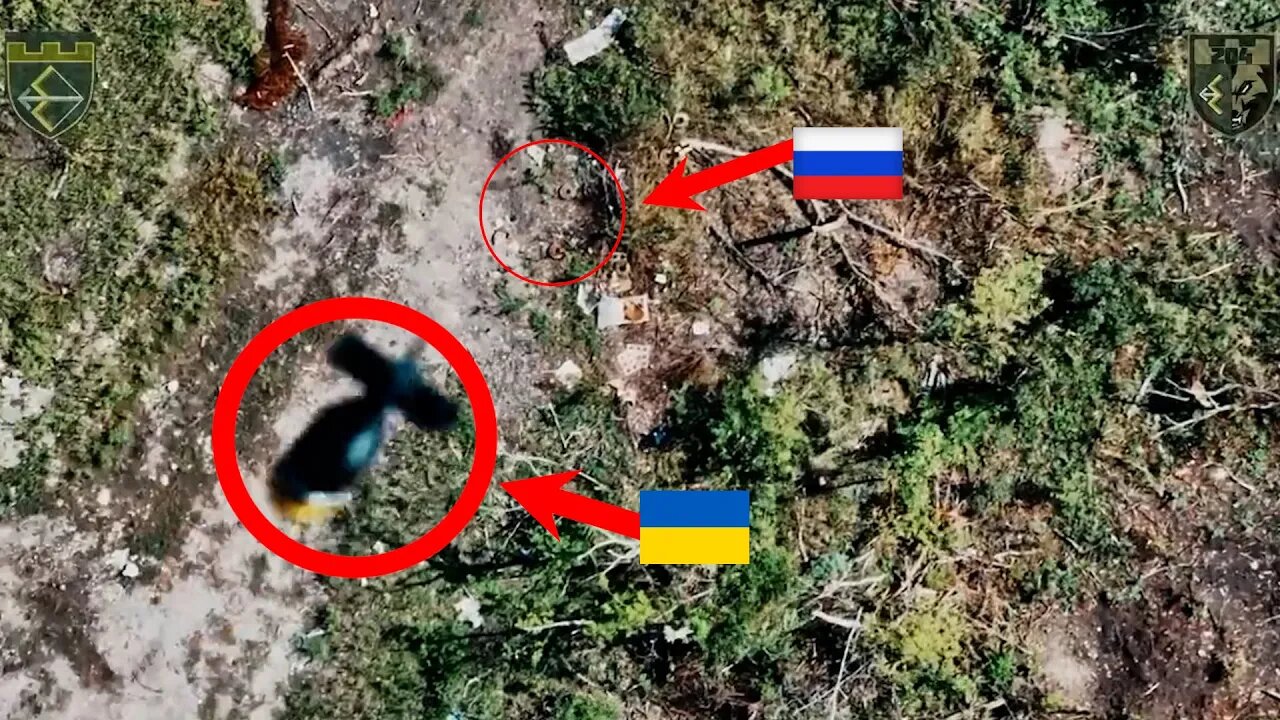 Moment Ukrainian Drone Strike Hit Anti-Tank Mines At A Trench