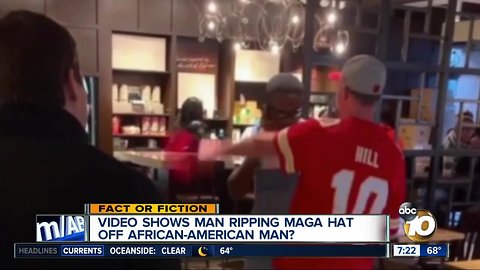 Man rips MAGA hat off black man?