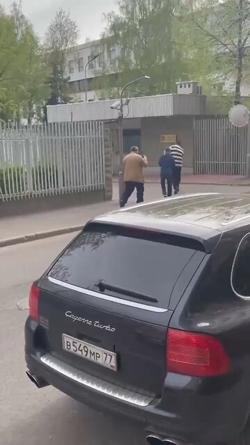 Embassy of #Poland in #Moscow doused with red paint.