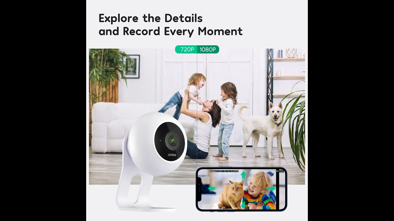 Winees Indoor Security Camera, Baby Monitor WiFi Smart Home Camera with APP 1080P HD with