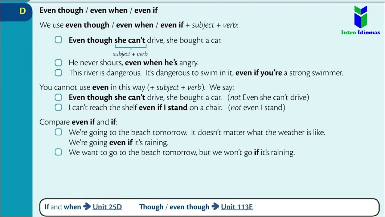 112 - How to use EVEN in a sentence - ENGLISH GRAMMAR IN USE - Unit 112 - Intermediate