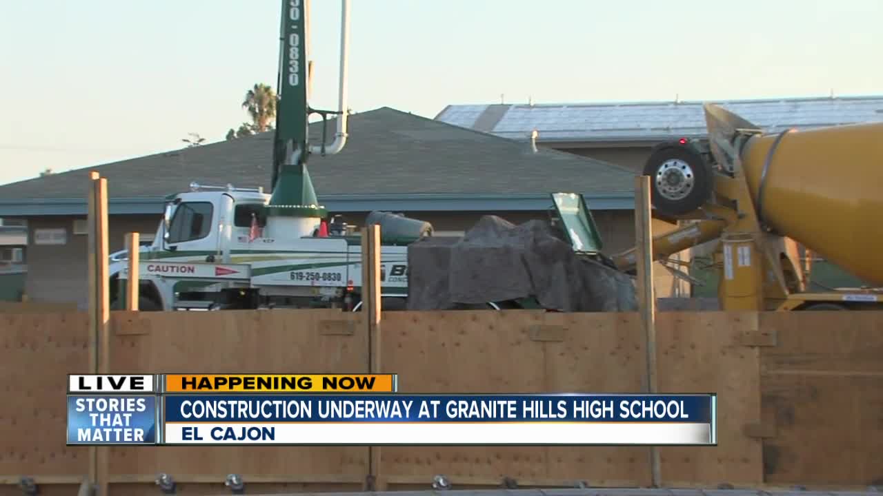 Crews lay foundation for new PE/Nutrition Comples at Granite Hills High School
