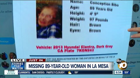 SILVER ALERT: Police searching for woman, 89, missing from her La Mesa home