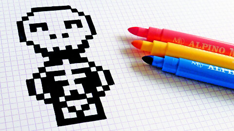 how to Draw Kawaii Skeleton - Hello Pixel Art by Garbi KW