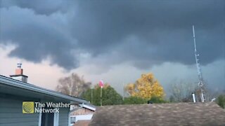Menacing clouds and lightning fill Ontario skies