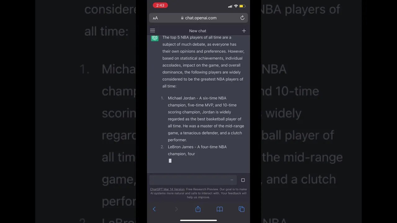 I Asked ChatGPT Who is the *GREATEST* Basketball Player of All Time🏀 #shortsclip #chatgpt #shorts