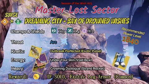 Destiny 2 Master Lost Sector: Dreaming City - Bay of Drowned Wishes on my Stasis Titan 2-25-24