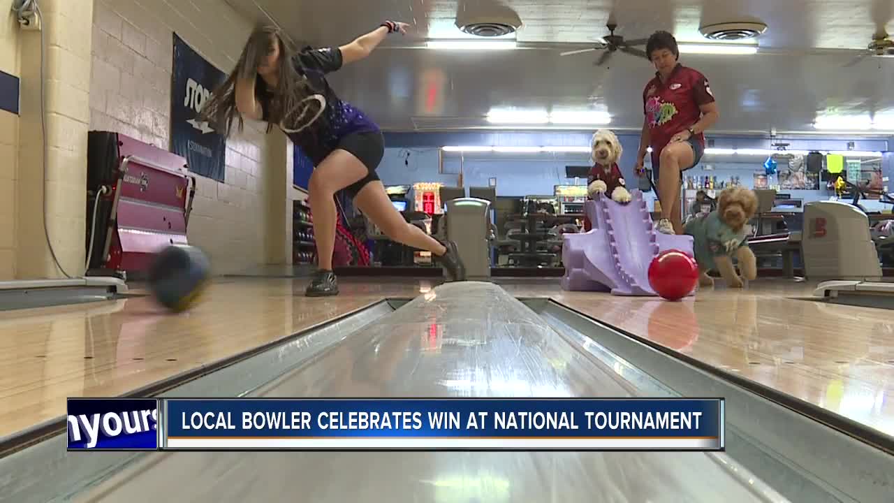 Local bowler celebrating win at national tournament
