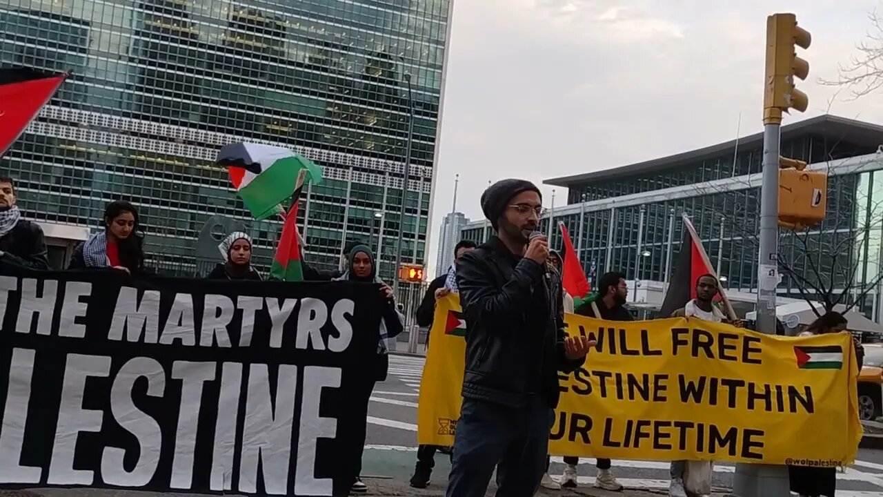 The NYC Rally In Solidarity with Jenin Nablus Huwarra Palestine outside the United Nations 3/17/23