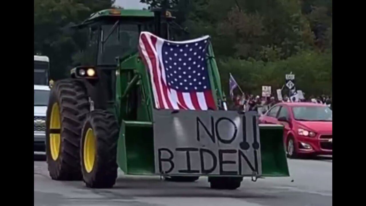 "F*ck Joe Biden" Rally Tractor & American Flag