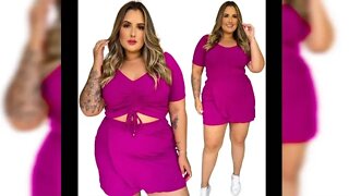 🛍️ CONJUNTO FEMININO SHORT SAÍA CROPPED EM MALHA CONFORTO PLUS SIZE LINHA PREMIUM