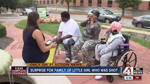 Family of girl shot in head surprised with van