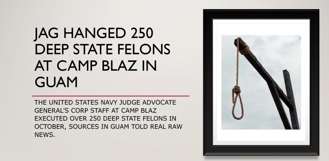 JAG Hanged 250 Deep State Felons at Camp Blaz in Guam