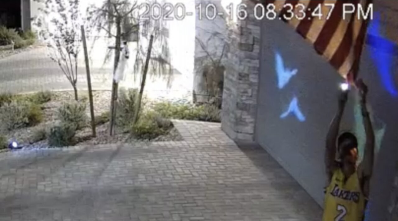 Thief steals signs, attempts to burn American flag on camera