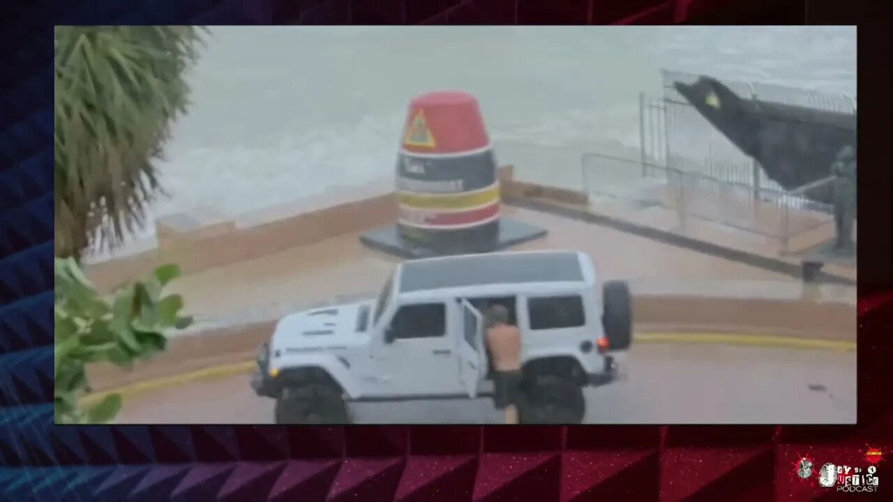 Man And Child Photo Op At The Hurricane-ravaged Southernmost Point Of The Us Key West FL