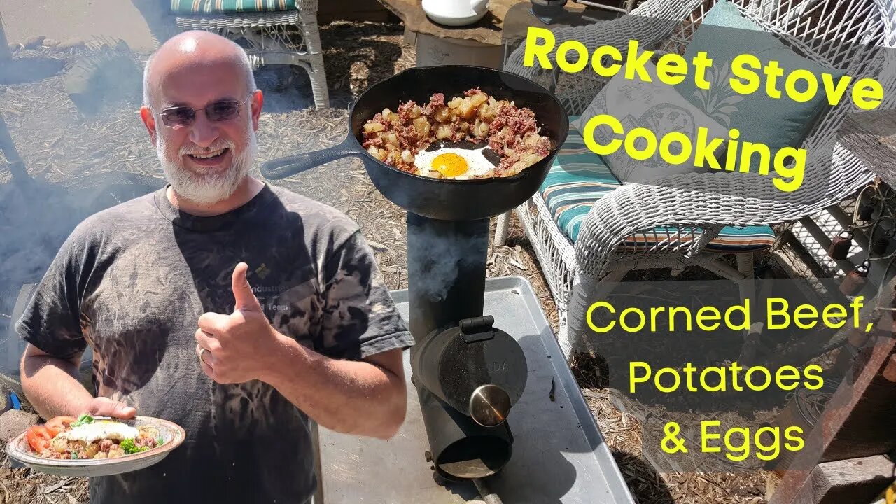 How to cook Corned Beef Breakfast on a Rocket Stove