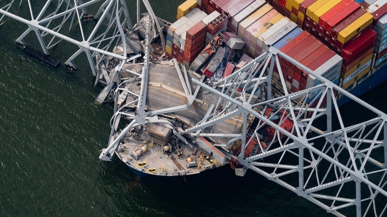 Baltimore Bridge Collapses After Being Struck by Cargo Ship