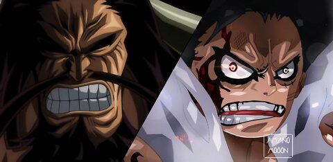 A fierce battle between straw hat Luffy and Kaido the king of