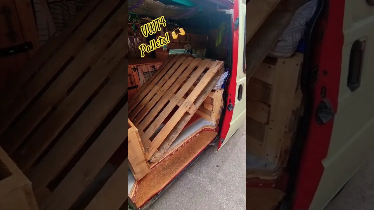 VWT4 Pallets! 🙌 #vanlife #campervan #vwt4 #vanbuild #builtnotbought #palletwood #palletfurniture