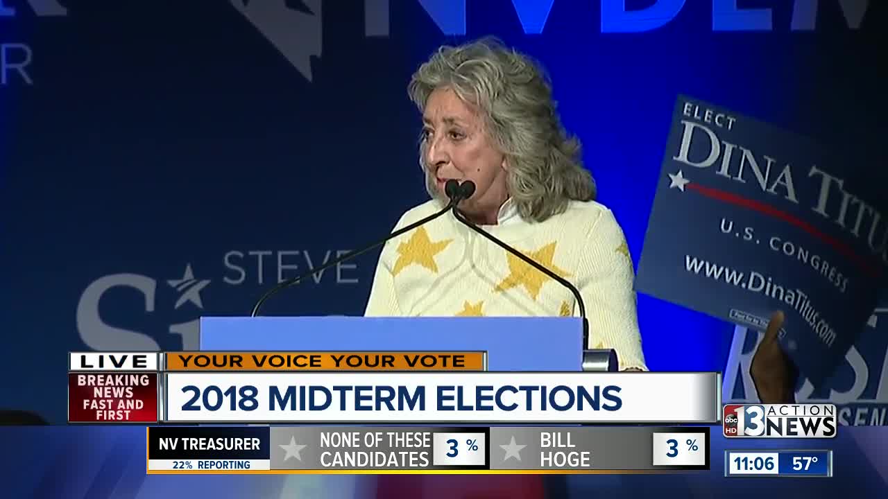 Dina Titus gives speech after being declared winner