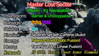 Destiny 2 Master Lost Sector: The Moon - K1 Revelation 11-17-21