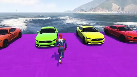 GTA V Mega Ramp On Bikes, Fighter Jets & Boats By Monster Trucks , Cars Spider man Racing Challenge