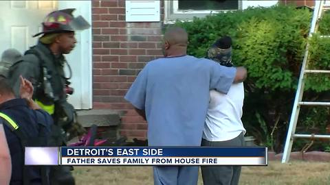 Man rescues wife, daughter from fire at Detroit home