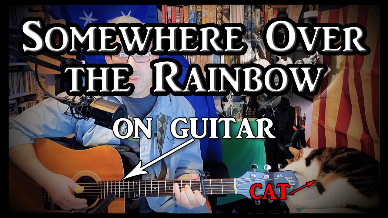 Somewhere Over the Rainbow on Guitar (with my cat) - Wizard of Oz