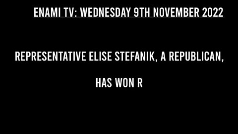 Rep. Elise Stefanik, a Republican, has won re-election in upstate New York, gives winning statement.