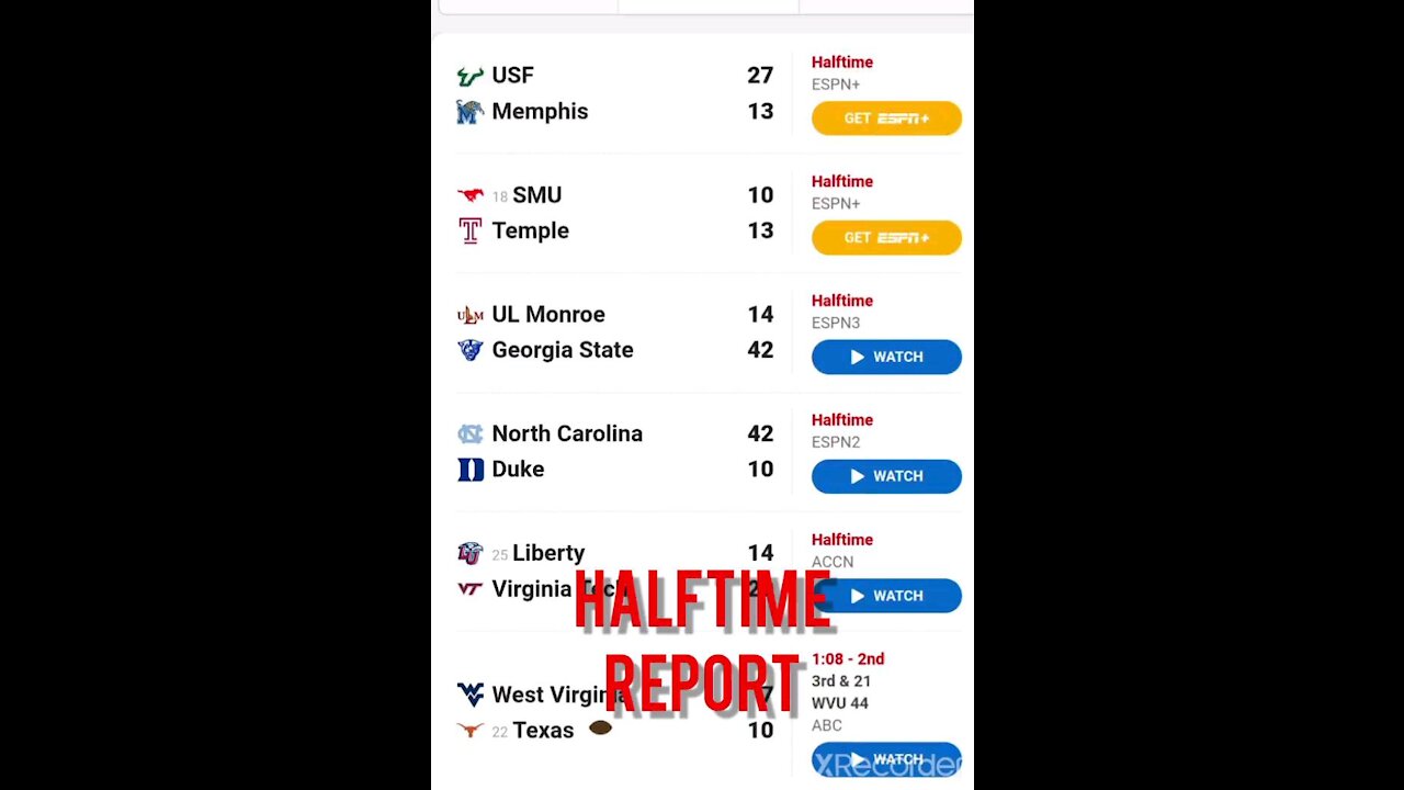 Saturday Halftime noon games