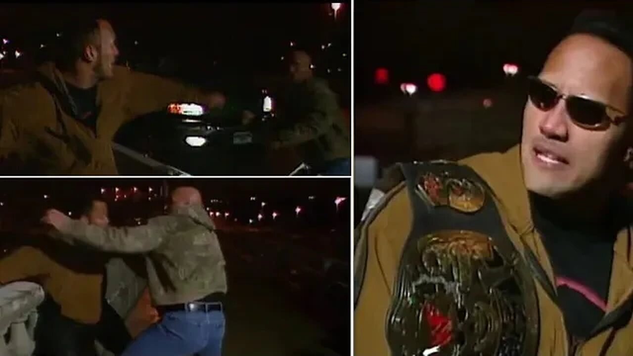 The Rock throws Stone cold Steve Austin off bridge !