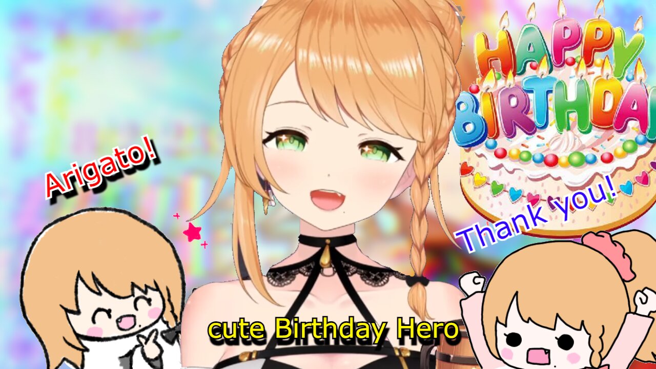 cute happy birthday vtuber Elena Yunagi - arigato thank you