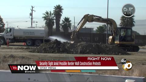 Border wall prototype construction gets underway in San Diego County