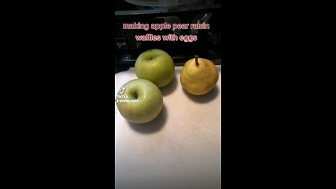 Making apple pear raisin waffles